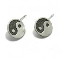 E000733 Handmade sterling silver earrings solid 925 Yin Yang Empress 